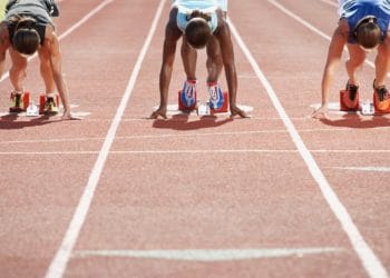 Runners in starting blocks