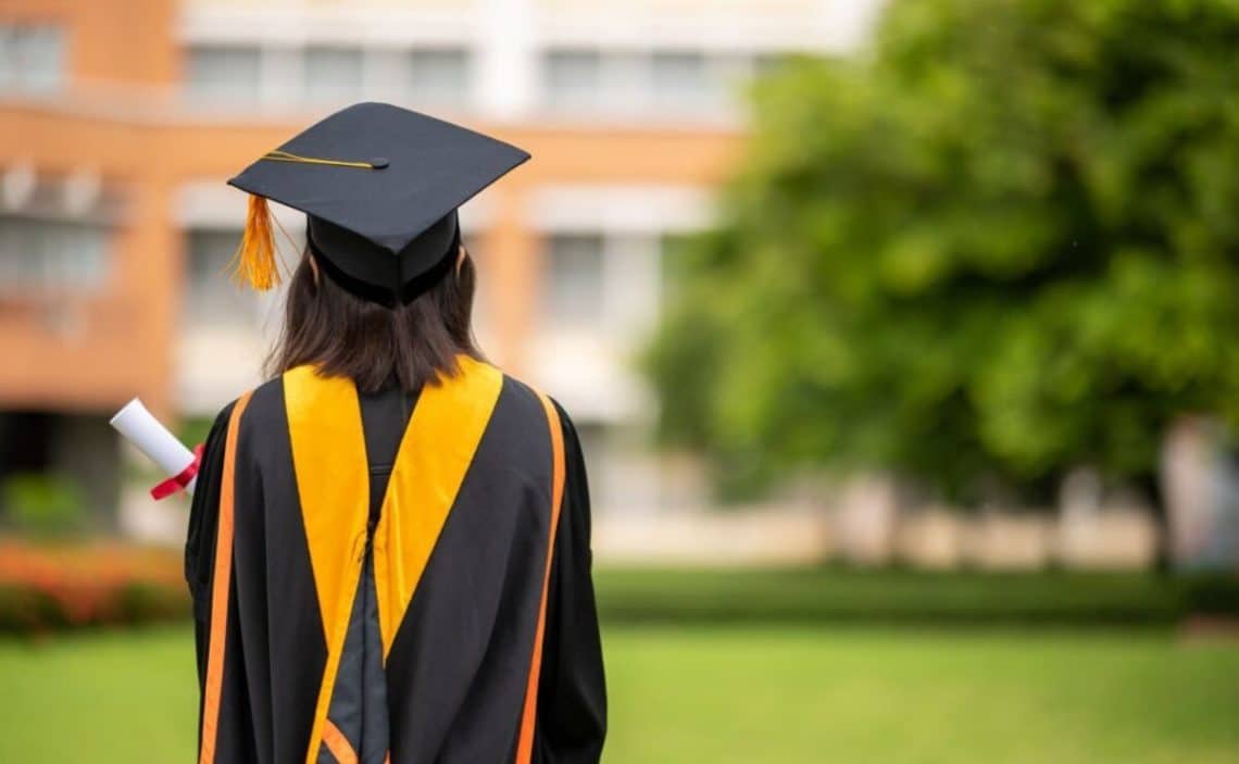 Female student graduating