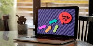 Thank You on laptop screen