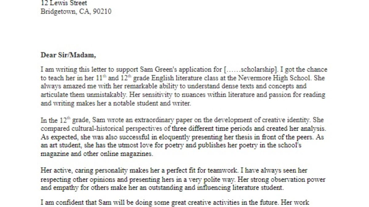 How to write a Letter of Recommendation for Scholarship