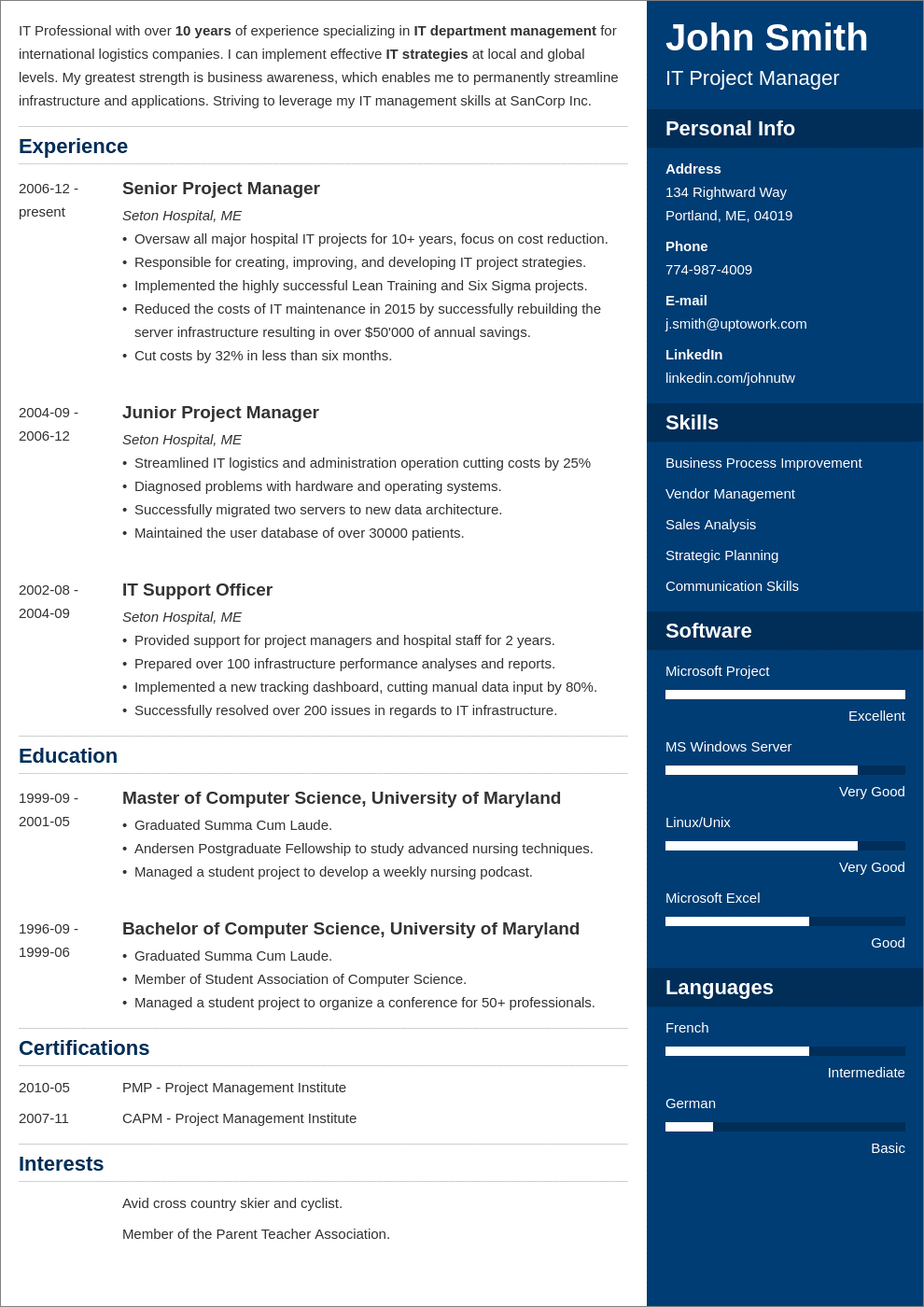 Enfold resume example template