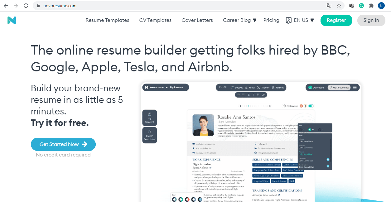 Novoresume website