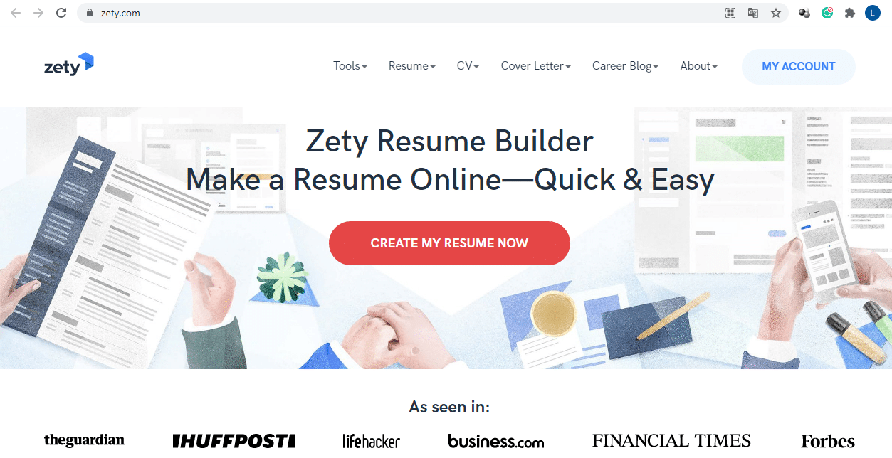 Zety resume builder website