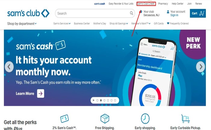 Sam's Club credit card payment online