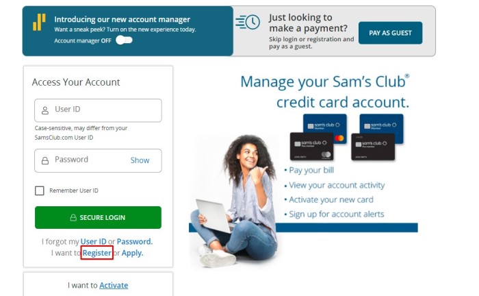 Sam's Club credit card payment online