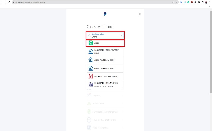 chime on paypal