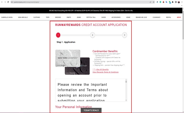 credit account application