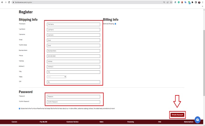 furniture row online bill pay