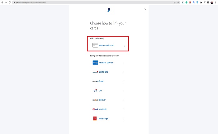 credit card paypal