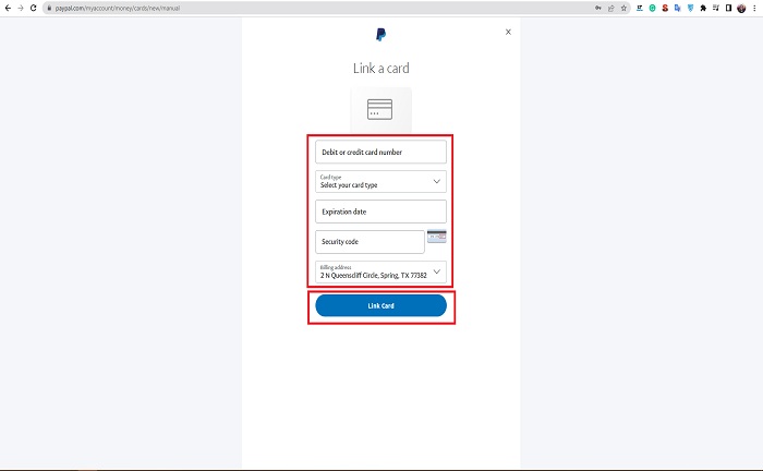 information card paypal