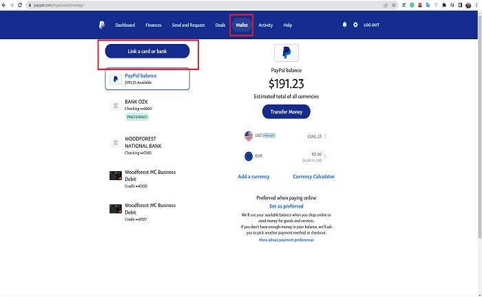 link wallet paypal
