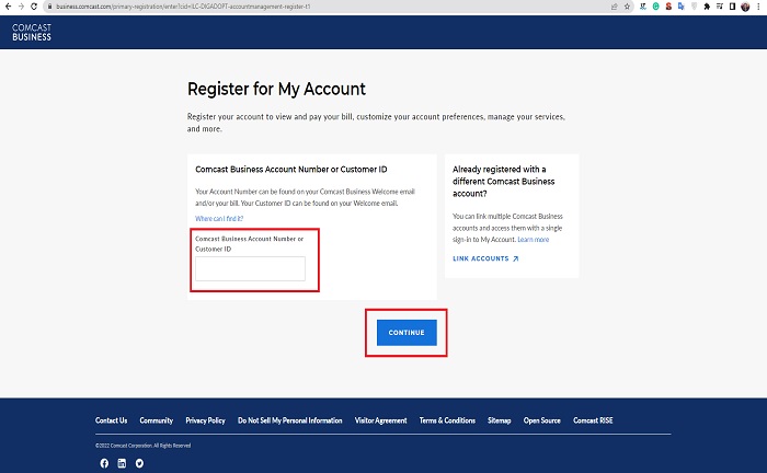 new account comcast