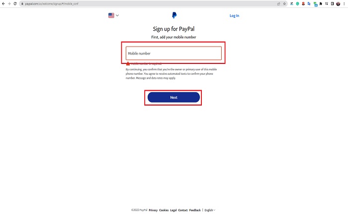 paypal number account