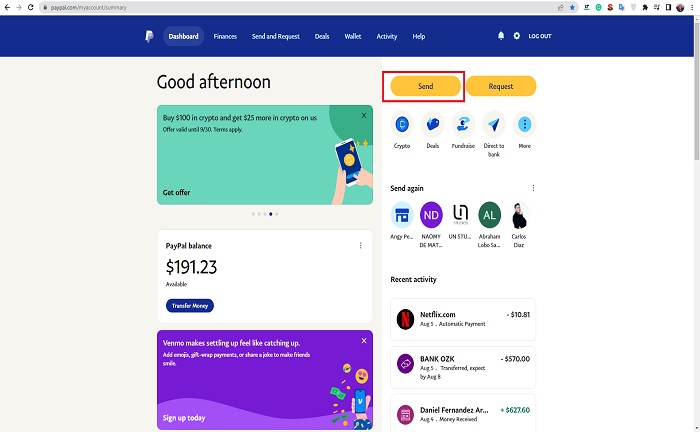 send money paypal