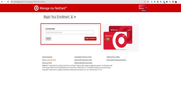 target card number