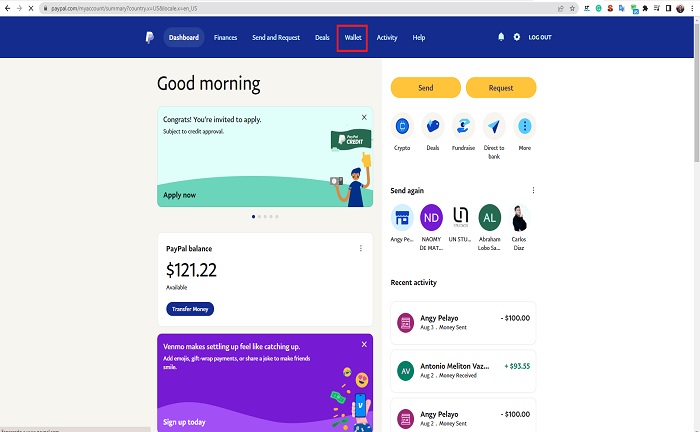 wallet paypal