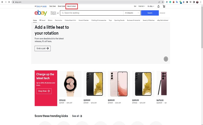 contact help ebay