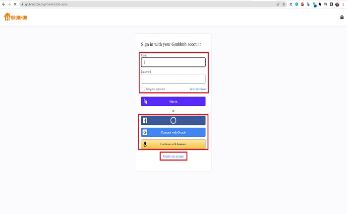 grubhub login