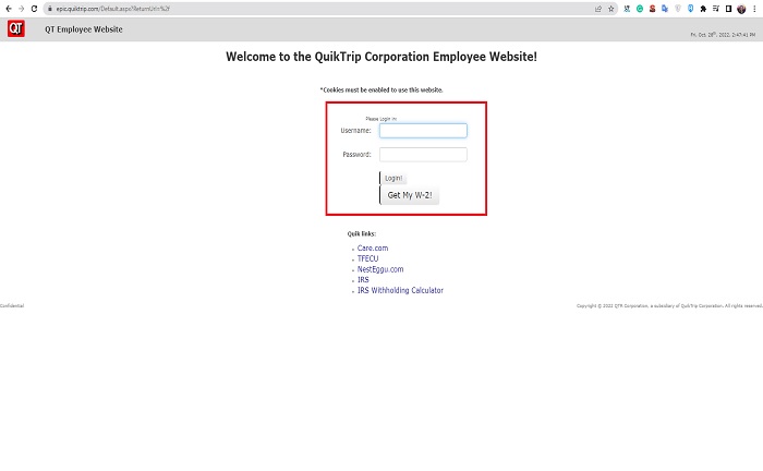 login quicktrip