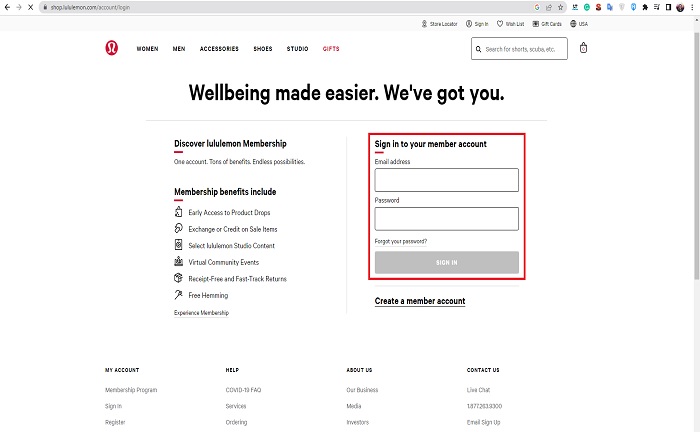 lululemon login