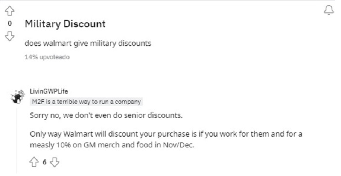 Στρατιωτική έκπτωση Walmart