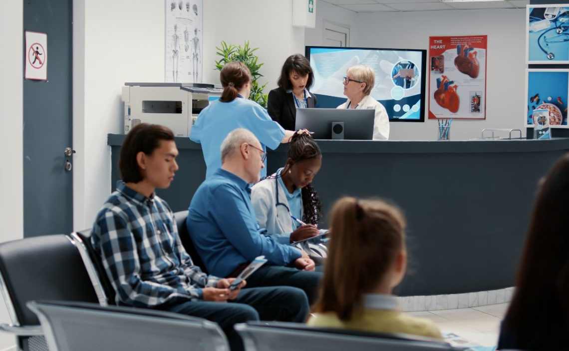 People at a waiting room, in a hospital