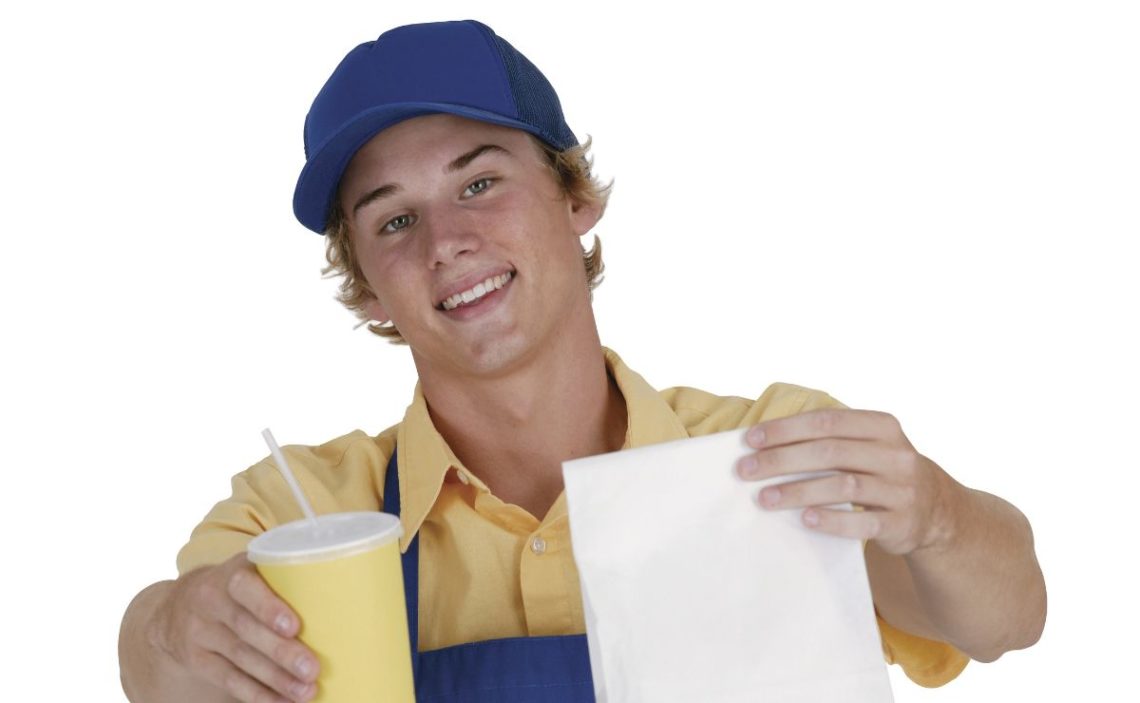 Teenager working in a fast-food chain