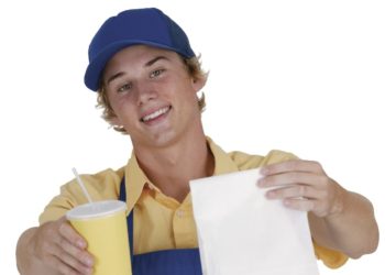 Teenager working in a fast-food chain