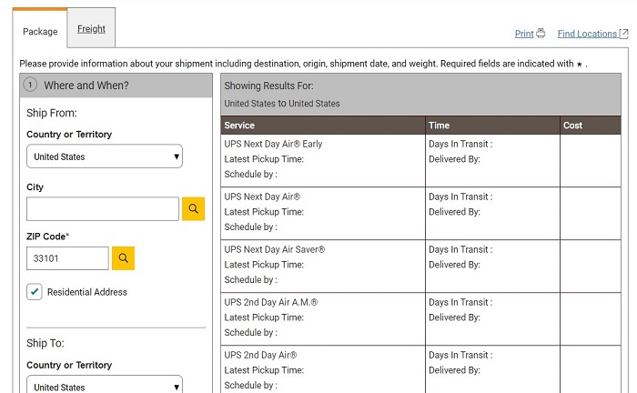 costs ups store near me