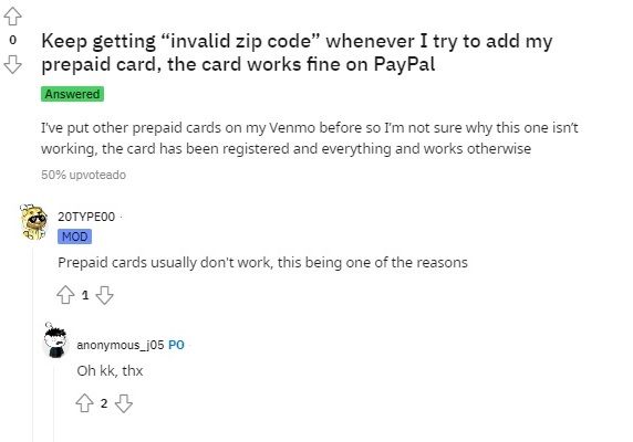 venmo zipcode invalid