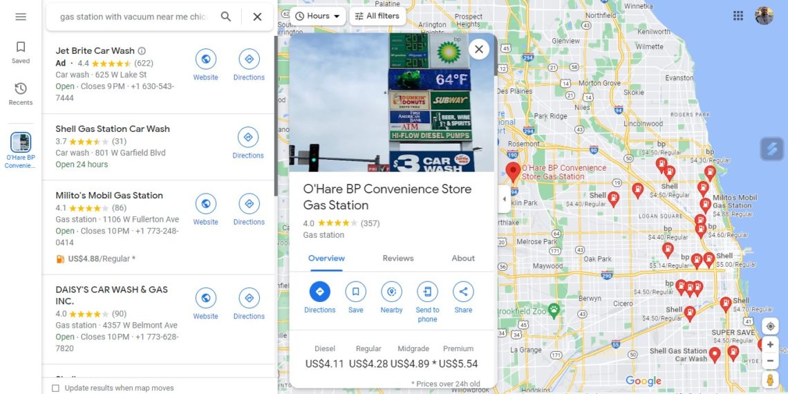 Where to find gas station with vacuum near me?