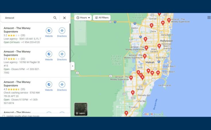 Tools to find the Amscot branch nearest you IV
