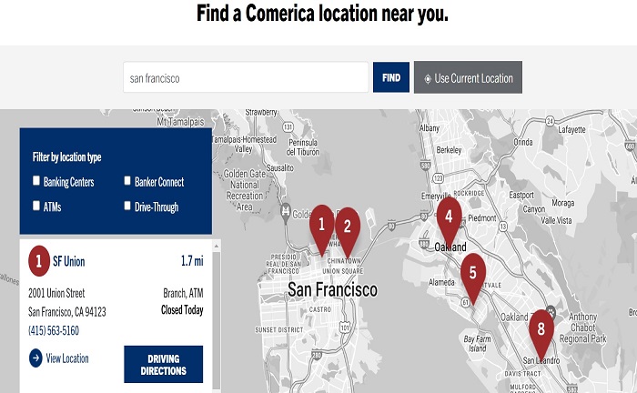 find a comerica bank near by