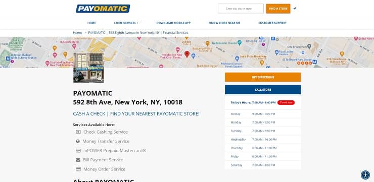 PAYOMATIC - 590 Eighth Avenue in New York, NY