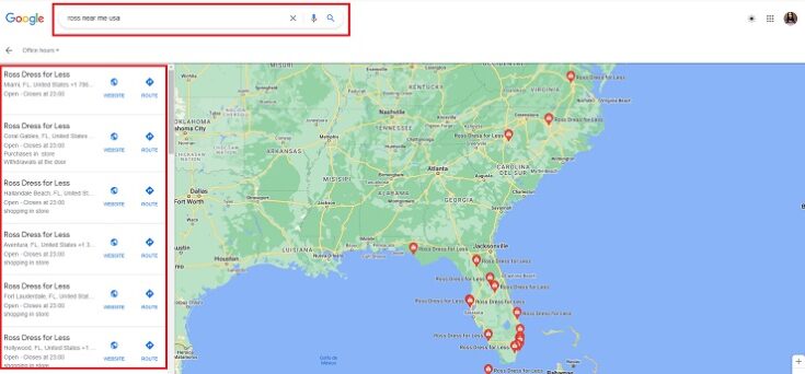 ross location google mapss