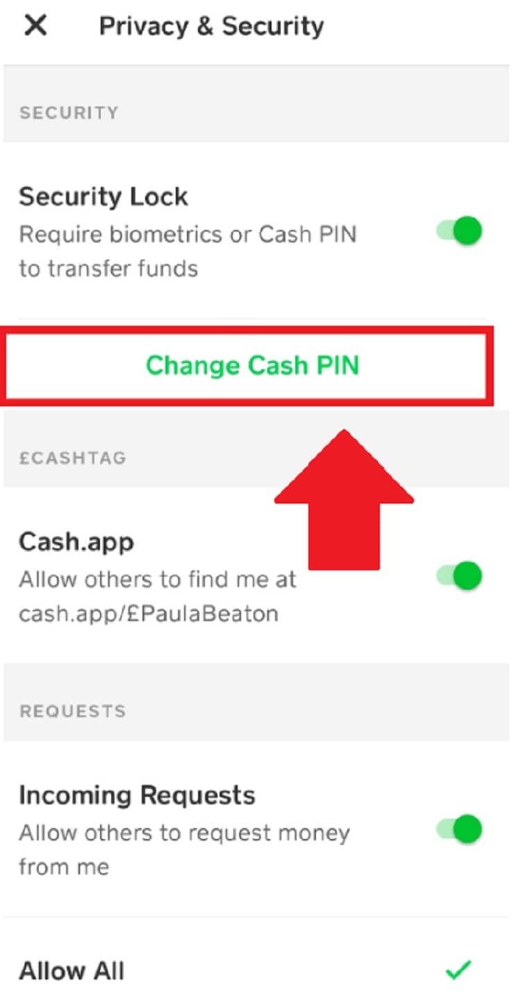 change cash app pin