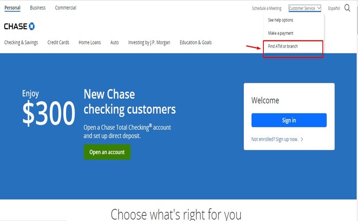 How to locate the nearest Chase Bank 