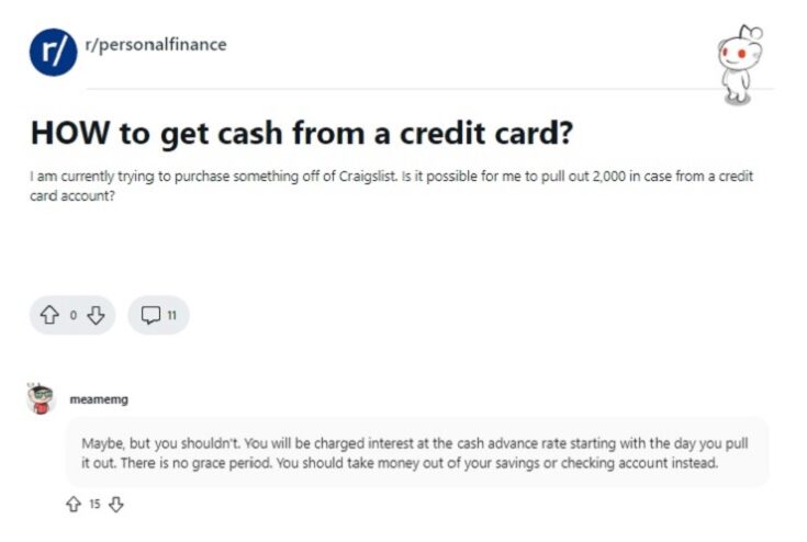 credit card cash reddit