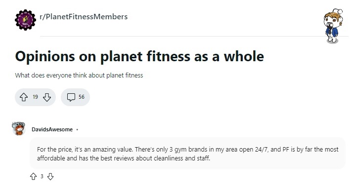 opinions planet fitness reddit