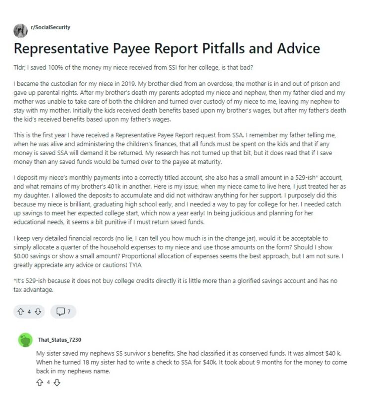 representative payee report reddit