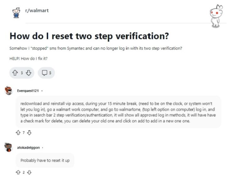 walmart 2step verification reddit