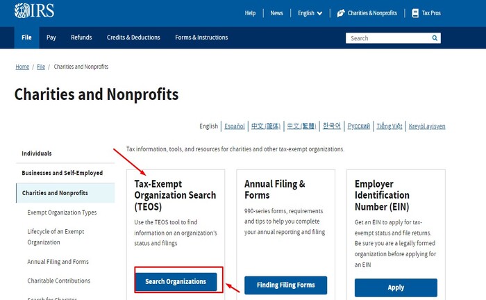 irs Tax Exempt Organization