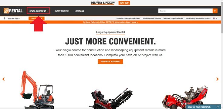 home depot rental equipment