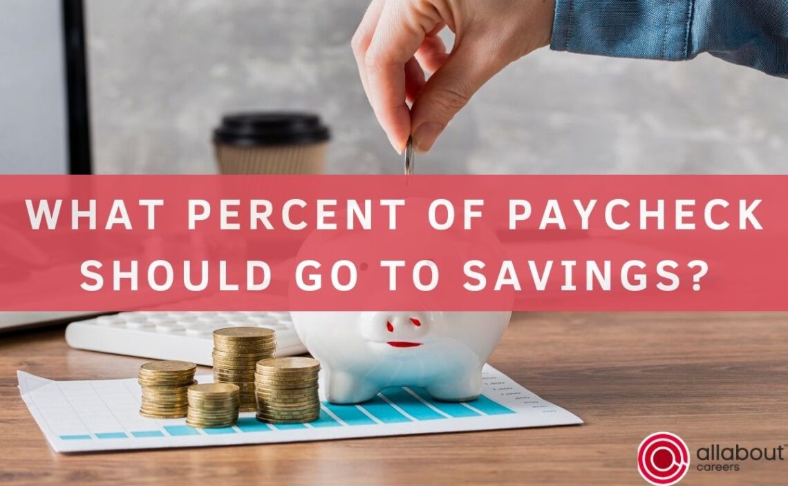 What percent of paycheck should go to savings?