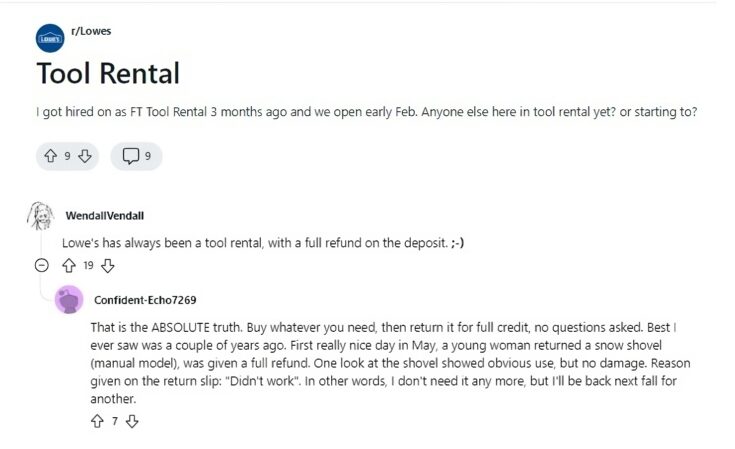 What are the tool rental times at Lowes Rental Tools?