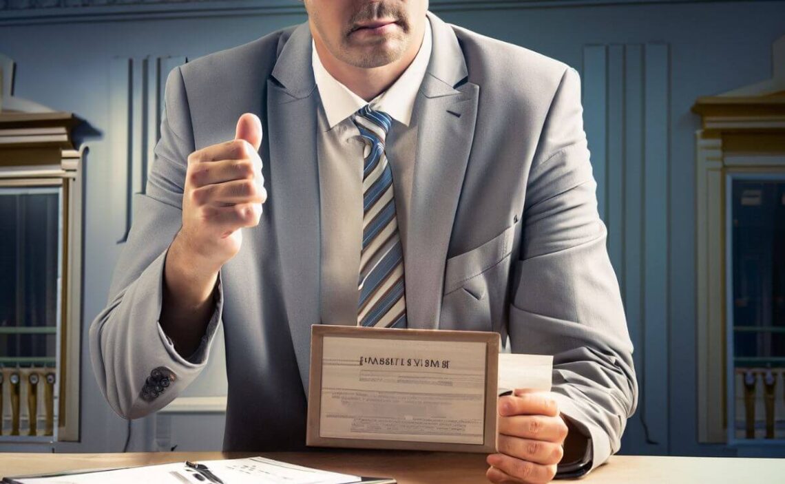 A commercial banking professional handing out a paper